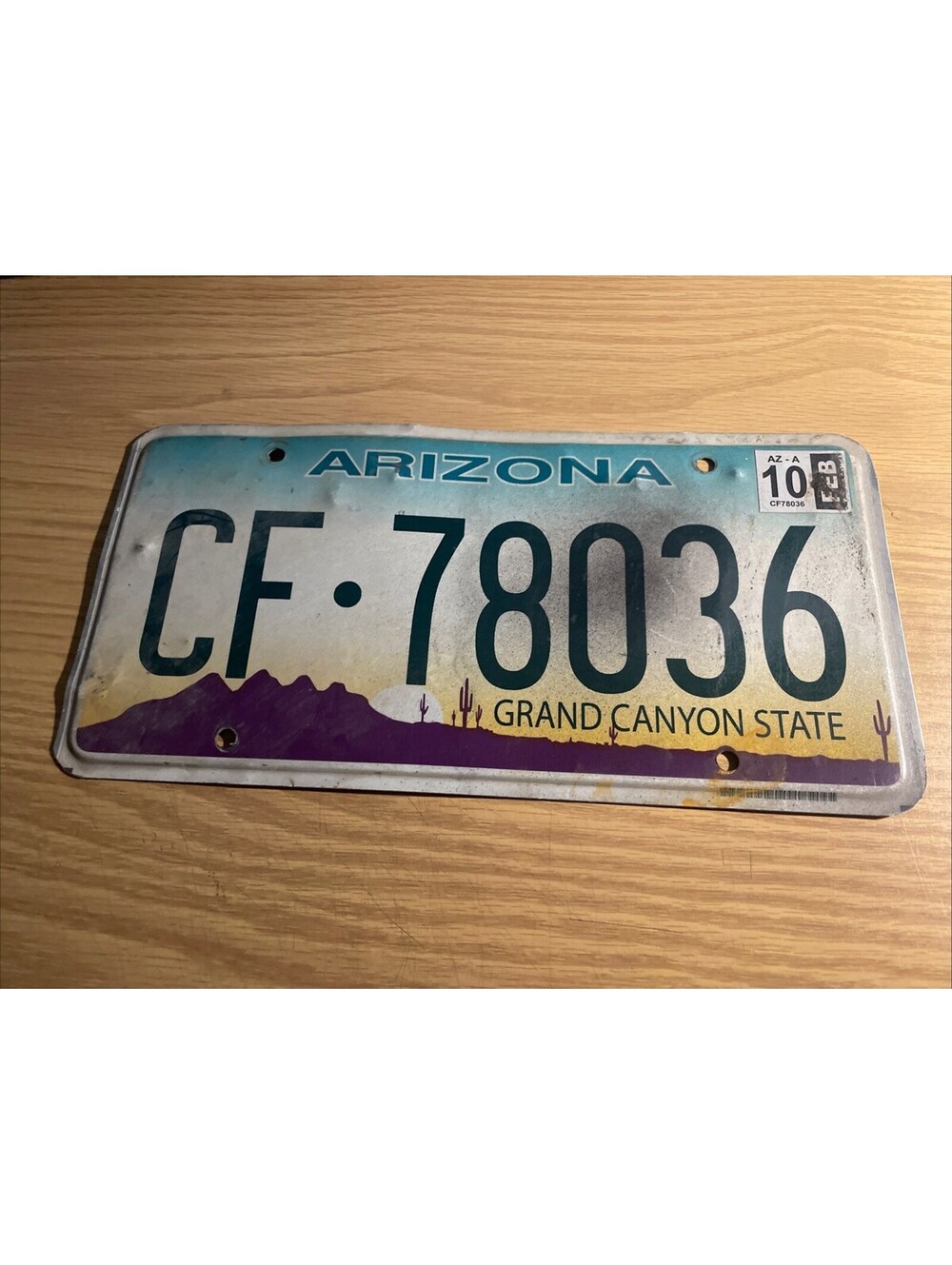 License Plate Arizona USA American CF 78036 Expired AZ Graphic 2010